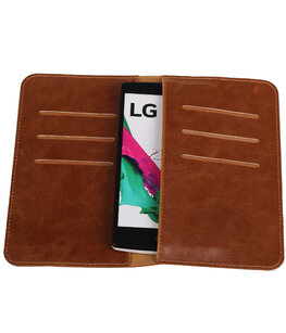 Bruin Pull-up Medium Pu portemonnee wallet voor LG Bruin Pull-up Medium Pu portemonnee wallet voor LG
