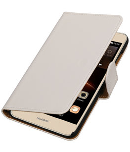 Wit Effen booktype wallet cover voor Hoesje voor Huawei Y5 II