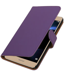 Paars Effen booktype wallet cover voor Hoesje voor Huawei Honor V8