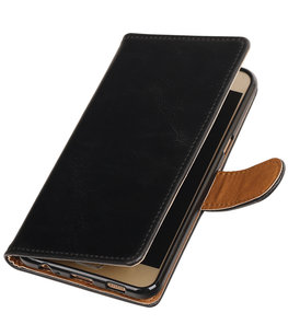 Zwart Pull-Up PU booktype wallet voor Hoesje voor Samsung Galaxy C5