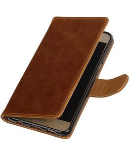 Bruin Pull-Up PU booktype wallet voor Hoesje voor Samsung Galaxy C5