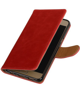 Rood Pull-Up PU booktype wallet voor Hoesje voor Samsung Galaxy C5