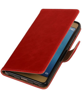 Rood Pull-Up PU booktype wallet voor Hoesje voor Huawei Honor 5c