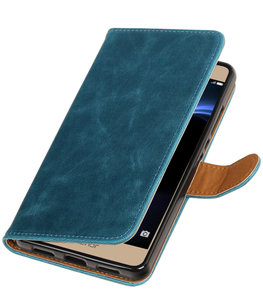 Blauw Pull-Up PU booktype wallet voor Hoesje voor Huawei Honor V8
