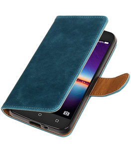 Blauw Pull-Up PU booktype wallet voor Hoesje voor Huawei Y3 II