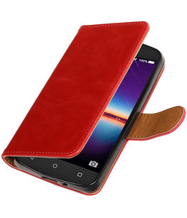 Rood Pull-Up PU booktype wallet voor Hoesje voor Huawei Y3 II