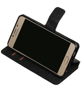 Zwart Hoesje voor Samsung Galaxy C5 TPU wallet case booktype HM Book