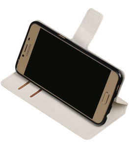 Wit Hoesje voor Samsung Galaxy C5 TPU wallet case booktype HM Book