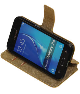 Goud Hoesje voor Samsung Galaxy J1 2016 TPU wallet case booktype HM Book