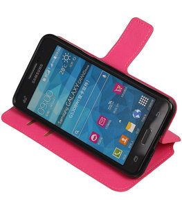 Roze Hoesje voor Samsung Galaxy Grand Prime G530 TPU wallet case booktype HM Book