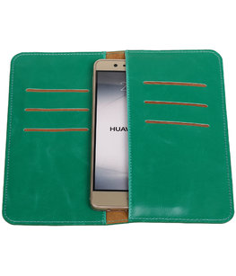 Groen Pull-up Large Pu portemonnee wallet voor Huawei Groen Pull-up Large Pu portemonnee wallet voor Huawei