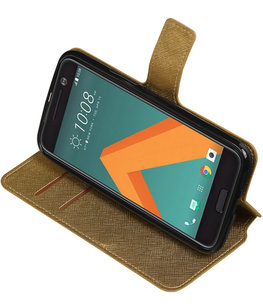 Goud Hoesje voor HTC 10 TPU wallet case booktype HM Book Goud Hoesje voor HTC 10 TPU wallet case booktype HM Book