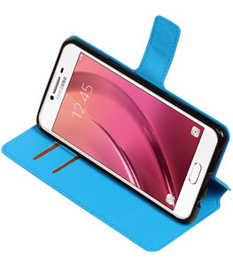 Blauw Hoesje voor Samsung Galaxy C7 TPU wallet case booktype HM Book