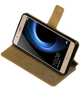 Goud Hoesje voor Huawei Honor V8 TPU wallet case booktype HM Book