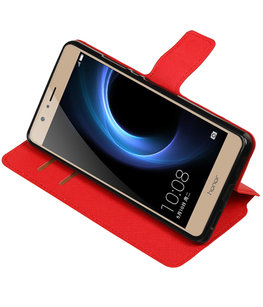 Rood Hoesje voor Huawei Honor V8 TPU wallet case booktype HM Book