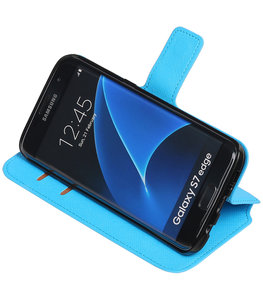 Blauw Hoesje voor Samsung Galaxy S7 Edge TPU wallet case booktype HM Book