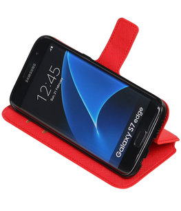 Rood Hoesje voor Samsung Galaxy S7 Edge TPU wallet case booktype HM Book
