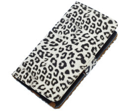 Wit Luipaard booktype wallet cover voor Hoesje voor Huawei Ascend G510