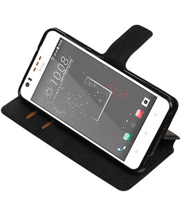 Zwart Hoesje voor HTC Desire 825 TPU wallet case booktype HM Book
