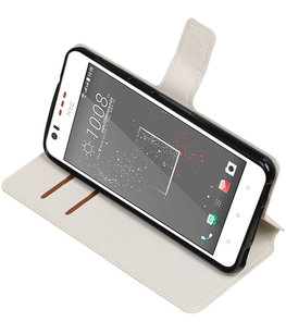 Wit Hoesje voor HTC Desire 825 TPU wallet case booktype HM Book
