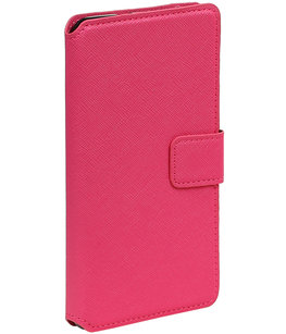 Roze Hoesje voor Samsung Galaxy J1 2015 TPU wallet case booktype HM Book Roze Hoesje voor Samsung Galaxy J1 2015 TPU wallet case booktype HM Book
