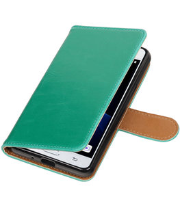 Groen Pull-Up PU booktype wallet voor Hoesje voor Samsung Galaxy J3 Pro