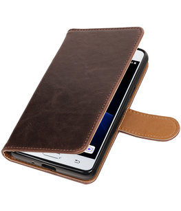 Mocca Pull-Up PU booktype wallet voor Hoesje voor Samsung Galaxy J3 Pro