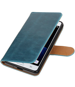 Blauw Pull-Up PU booktype wallet voor Hoesje voor Samsung Galaxy J3 Pro