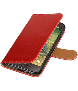 Rood Pull-Up PU booktype wallet voor Hoesje voor Samsung Galaxy E5