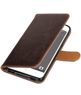 Mocca Pull-Up PU booktype wallet voor Hoesje voor HTC Desire 825