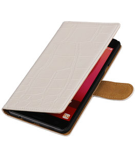 Wit Krokodil booktype wallet cover voor Hoesje voor Samsung Galaxy C7