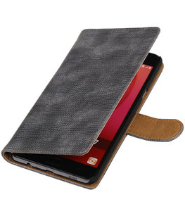 Grijs Mini Slang booktype wallet cover voor Hoesje voor Samsung Galaxy C7