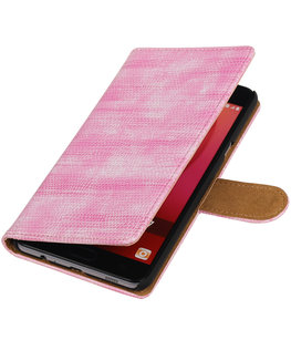 Roze Mini Slang booktype wallet cover voor Hoesje voor Samsung Galaxy C7