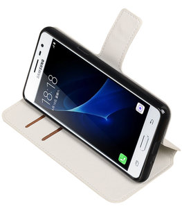 Wit Hoesje voor Samsung Galaxy J3 Pro TPU wallet case booktype HM Book