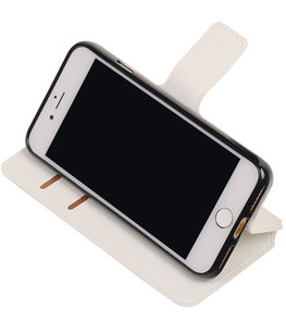 Wit Hoesje voor Apple iPhone 7 / 8 TPU wallet case booktype HM Book Wit Hoesje voor Apple iPhone 7 / 8 TPU wallet case booktype HM Book