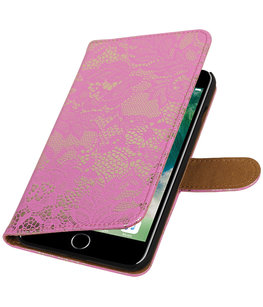 Roze Lace booktype wallet cover voor Hoesje voor Apple iPhone 7 Plus / 8 Plus