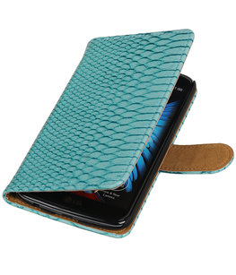 Turquoise Slang booktype wallet cover voor Hoesje voor LG K10 Turquoise Slang booktype wallet cover voor Hoesje voor LG K10