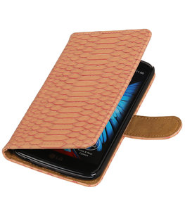 Roze Slang booktype wallet cover voor Hoesje voor LG K10 Roze Slang booktype wallet cover voor Hoesje voor LG K10