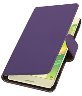 Paars Effen booktype cover voor Hoesje voor Sony Xperia X