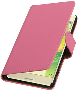 Roze Effen booktype cover voor Hoesje voor Sony Xperia X