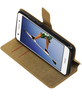 Goud Hoesje voor Huawei Honor Y6 II TPU wallet case booktype HM Book