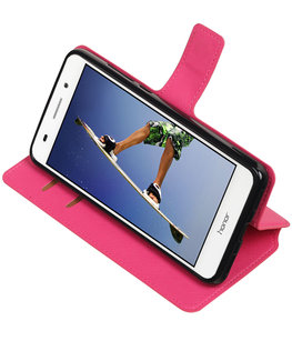 Roze Hoesje voor Huawei Honor Y6 II TPU wallet case booktype HM Book