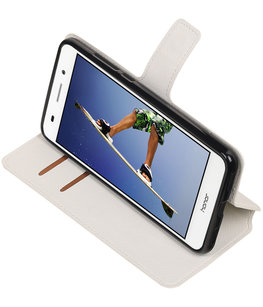 Wit Hoesje voor Huawei  Y6 II TPU wallet case booktype HM Book