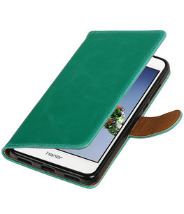 Groen Pull-Up PU booktype wallet voor Hoesje voor Huawei Holly 3 / Y6 II