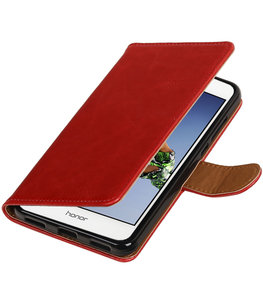 Rood Pull-Up PU booktype wallet voor Hoesje voor Huawei Holly 3 / Y6 II
