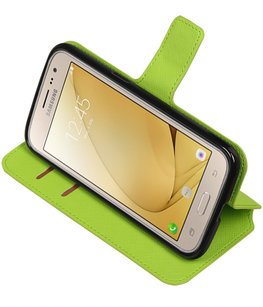 Groen Hoesje voor Samsung Galaxy J2 2016 TPU wallet case booktype HM Book