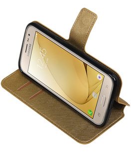 Goud Hoesje voor Samsung Galaxy J2 2016 TPU wallet case booktype HM Book
