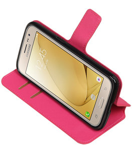 Roze Hoesje voor Samsung Galaxy J2 2016 TPU wallet case booktype HM Book