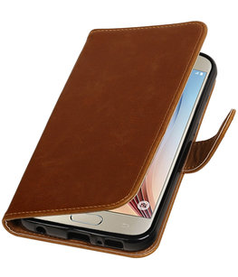 Bruin Pull-Up PU booktype wallet cover voor Hoesje voor Samsung Galaxy S7 Plus