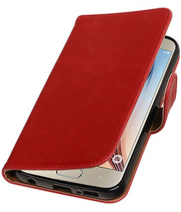 Rood Pull-Up PU booktype wallet cover voor Hoesje voor Samsung Galaxy S7 Plus